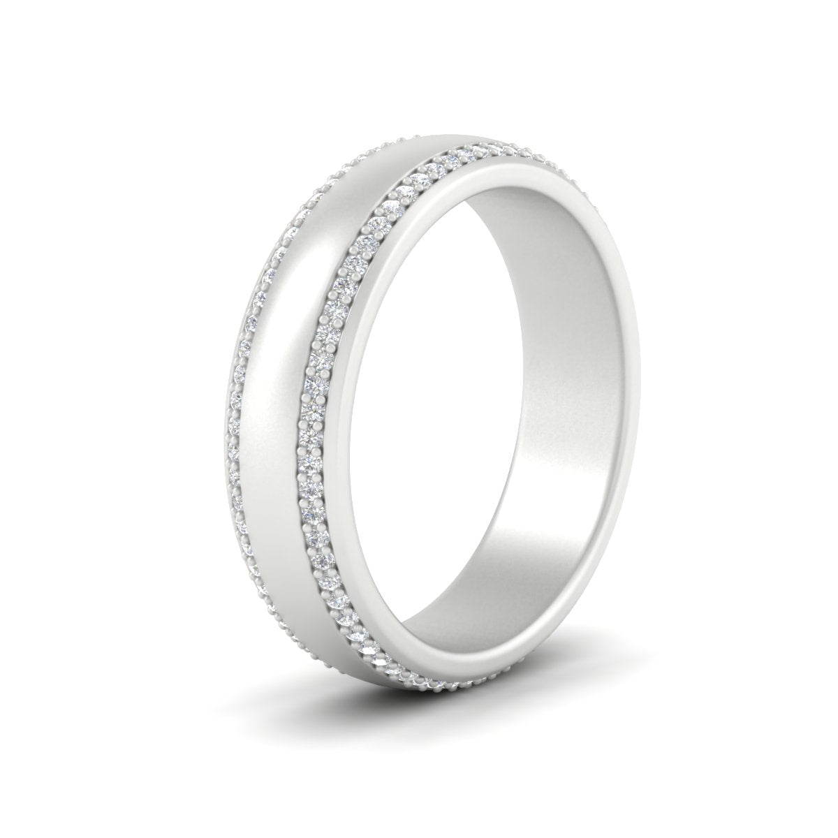 Beveled Edge Matte Eternity Mens Engagement Ring