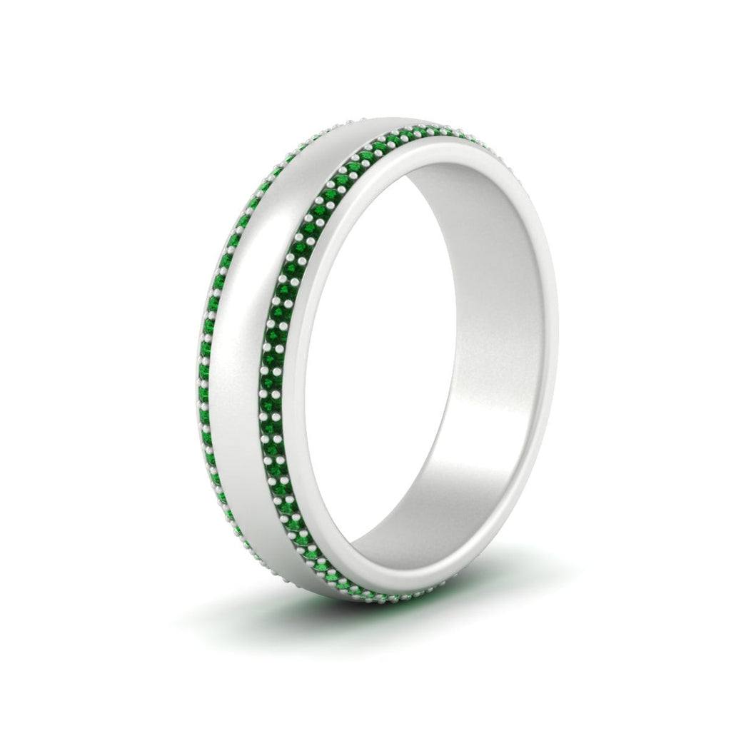 Beveled Edge Matte Eternity Mens Engagement Ring