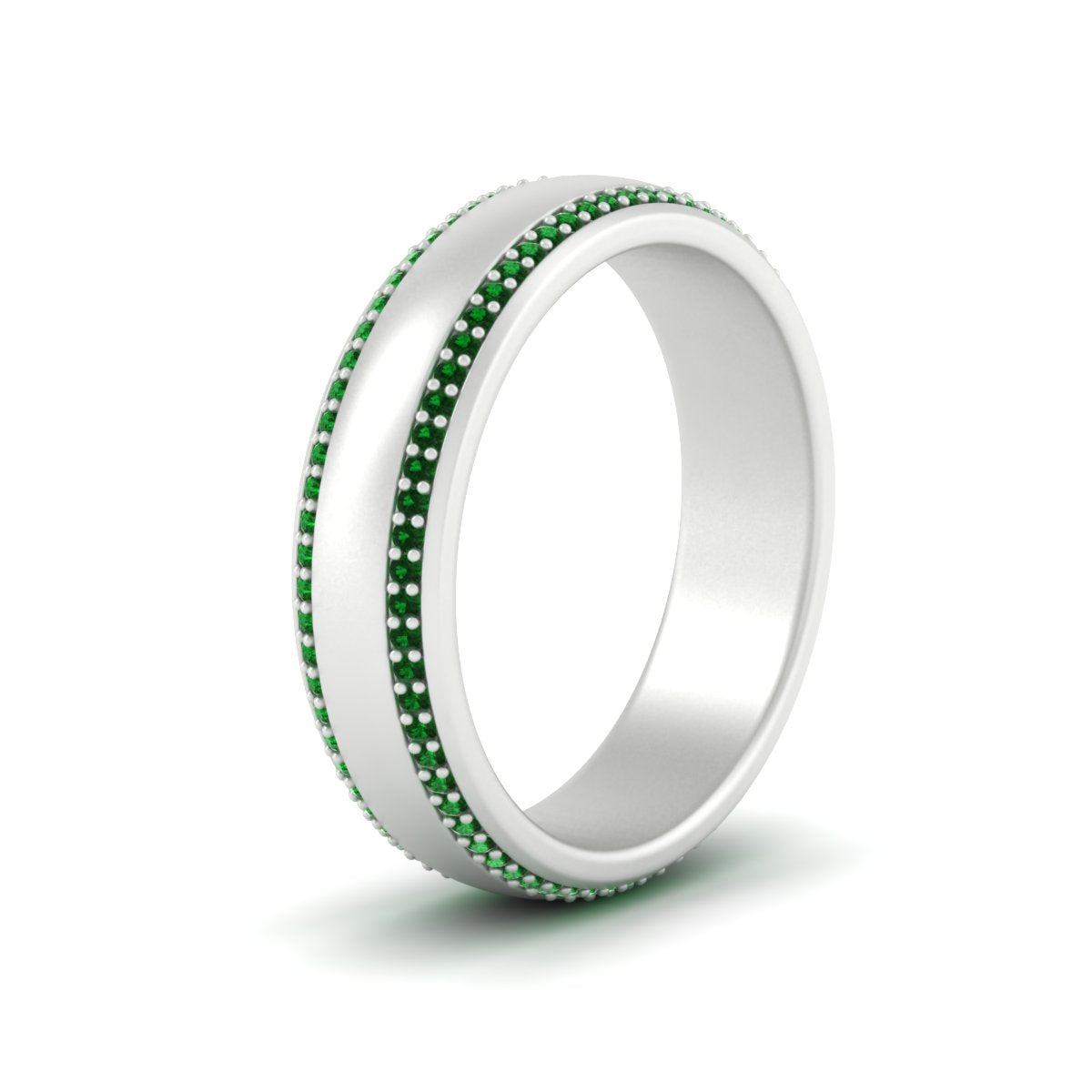 Beveled Edge Matte Eternity Mens Engagement Ring