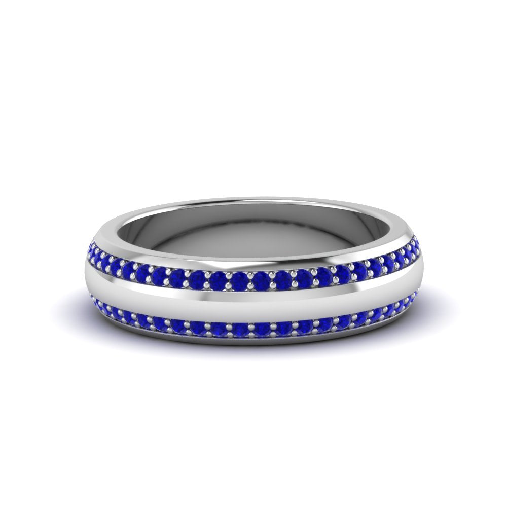 Beveled Edge Matte Eternity Mens Engagement Ring