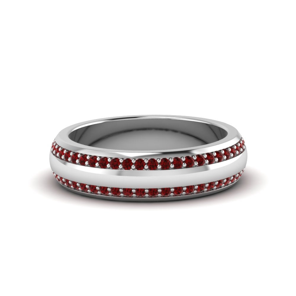 Beveled Edge Matte Eternity Mens Engagement Ring