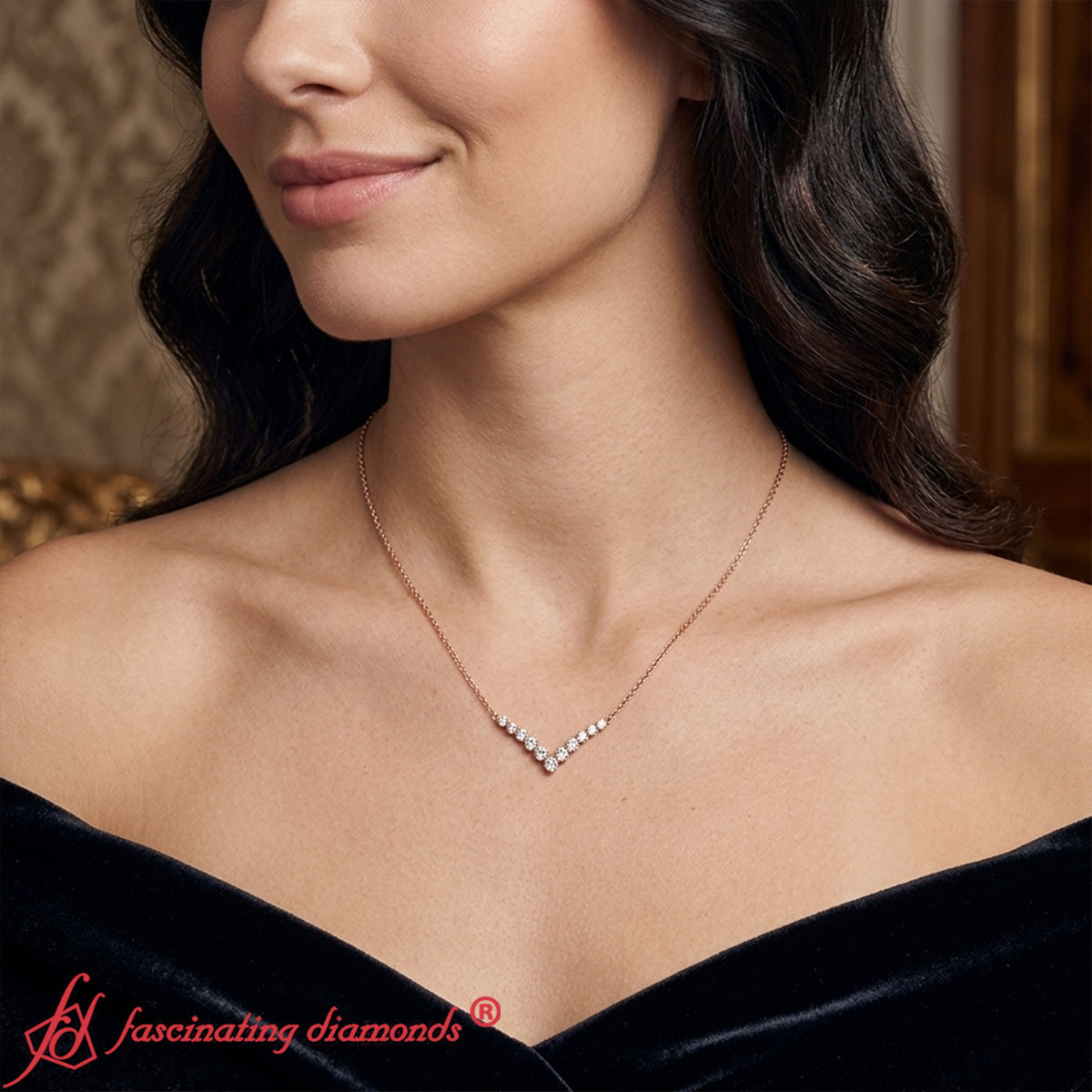Round Graduated V-Necklace
