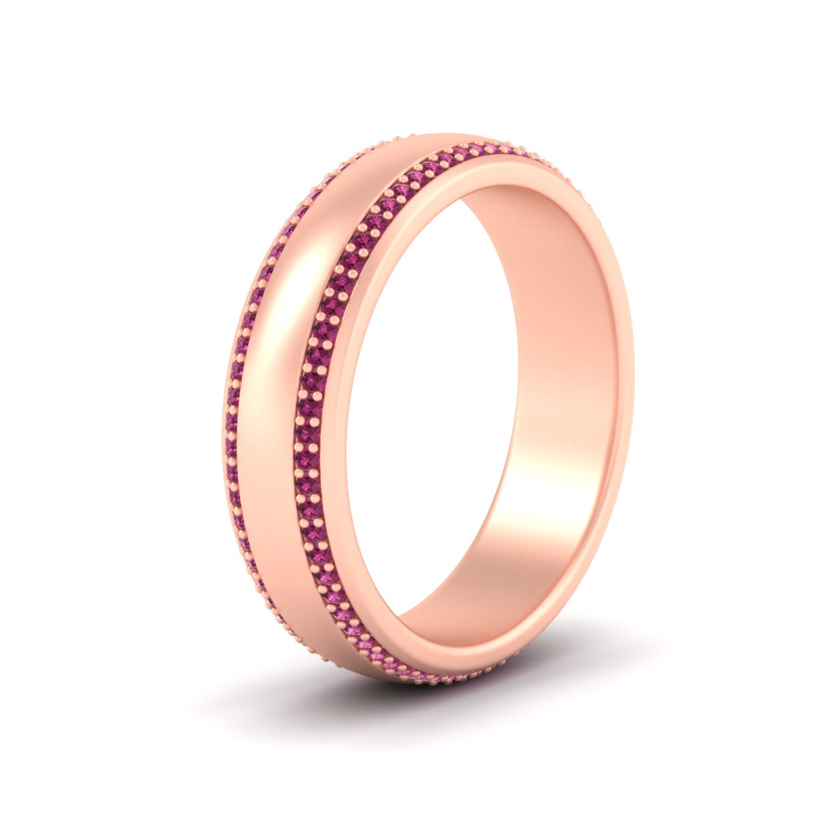 Beveled Edge Matte Eternity Mens Engagement Ring