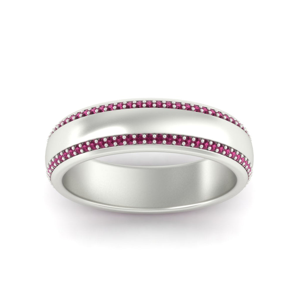 Beveled Edge Matte Eternity Mens Engagement Ring