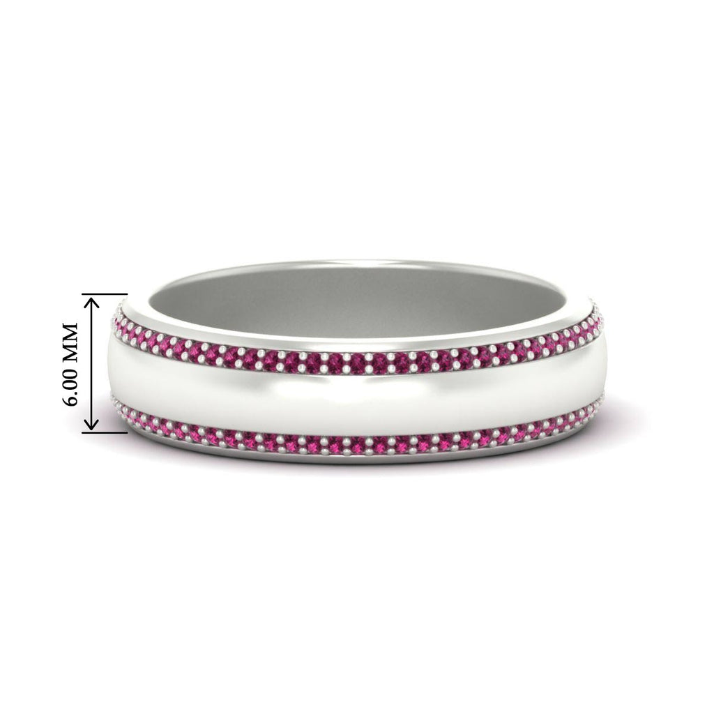 Beveled Edge Matte Eternity Mens Engagement Ring