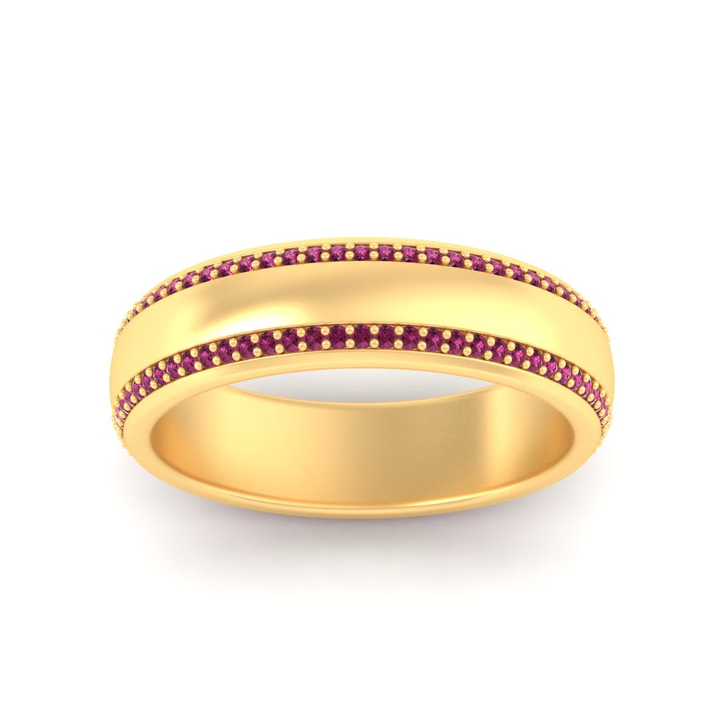 Beveled Edge Matte Eternity Mens Engagement Ring