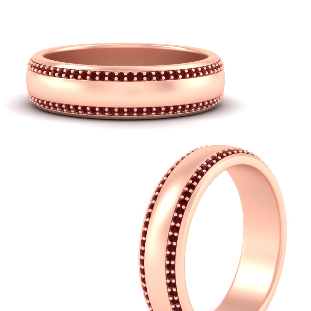 Beveled Edge Matte Eternity Mens Engagement Ring