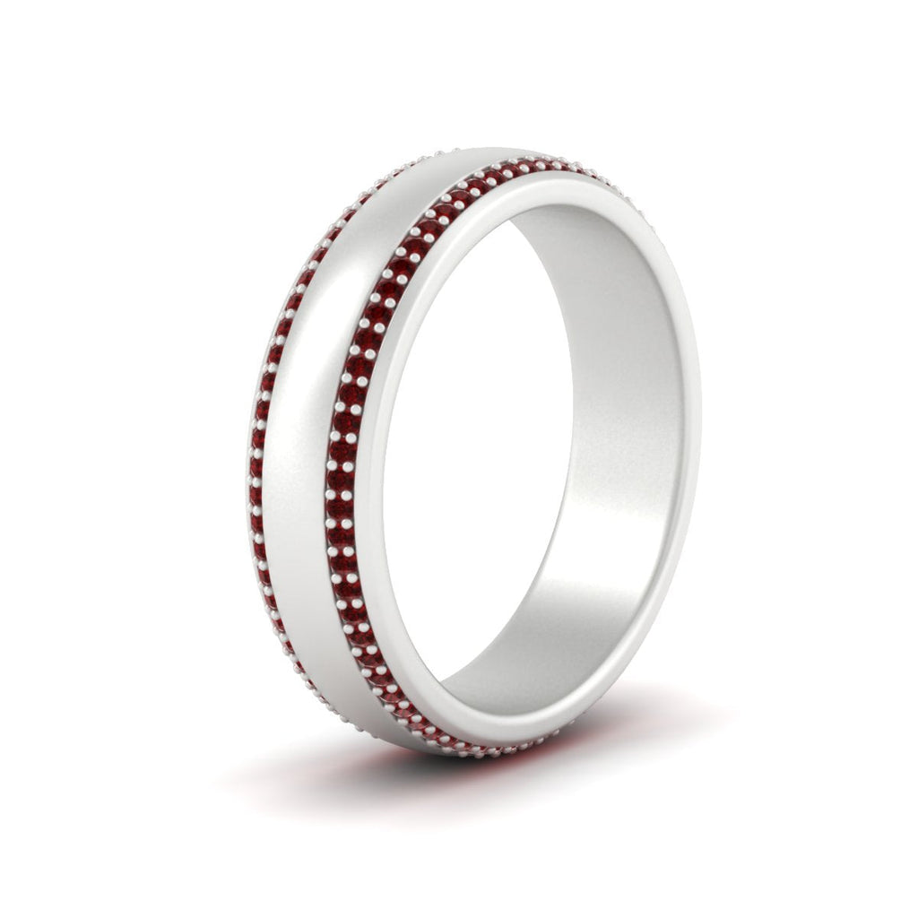 Beveled Edge Matte Eternity Mens Engagement Ring