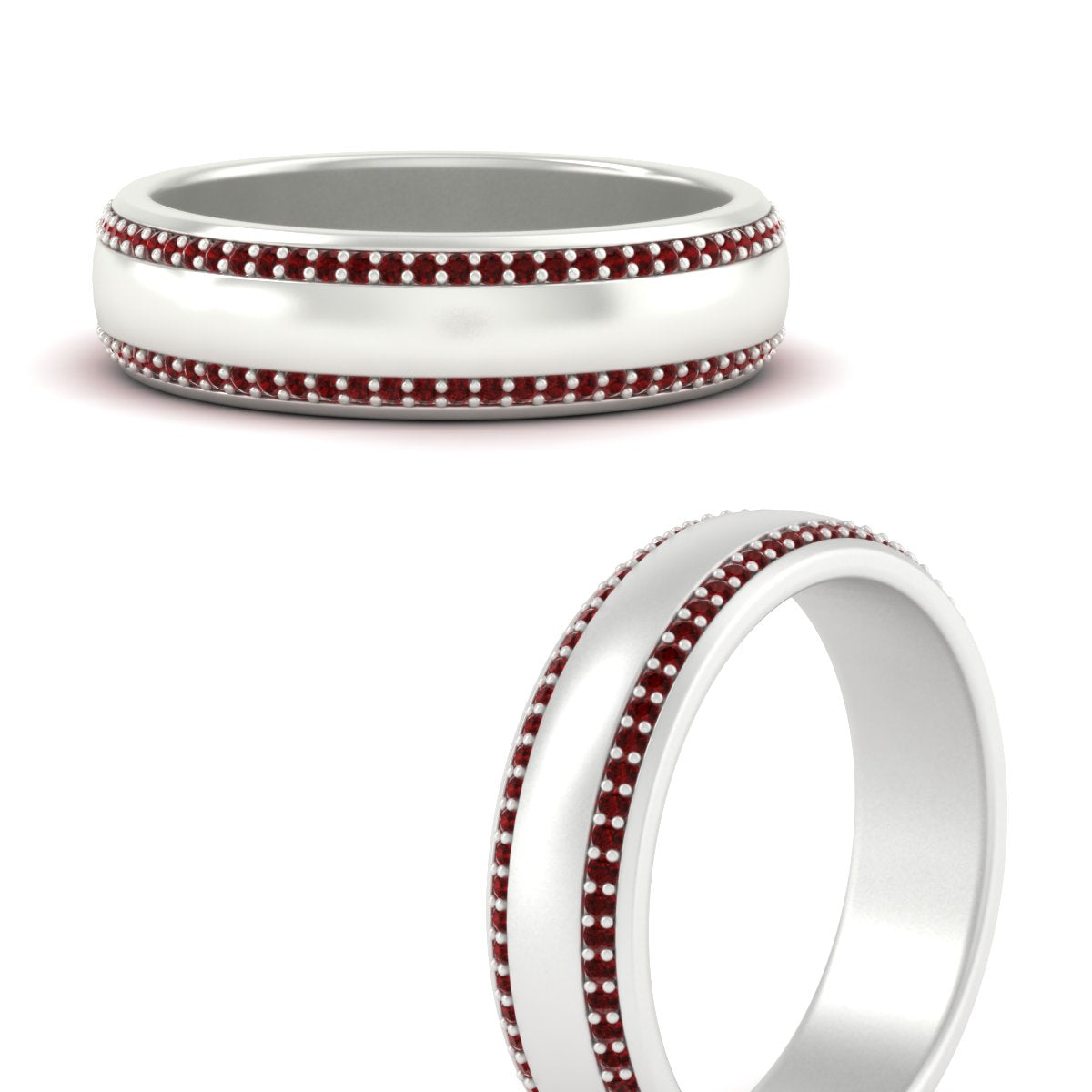 Beveled Edge Matte Eternity Mens Engagement Ring