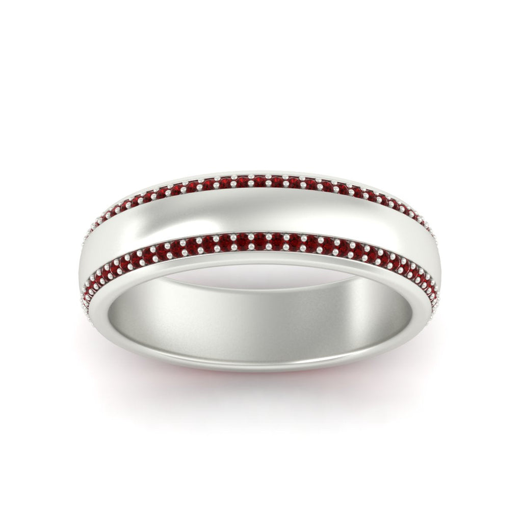 Beveled Edge Matte Eternity Mens Engagement Ring