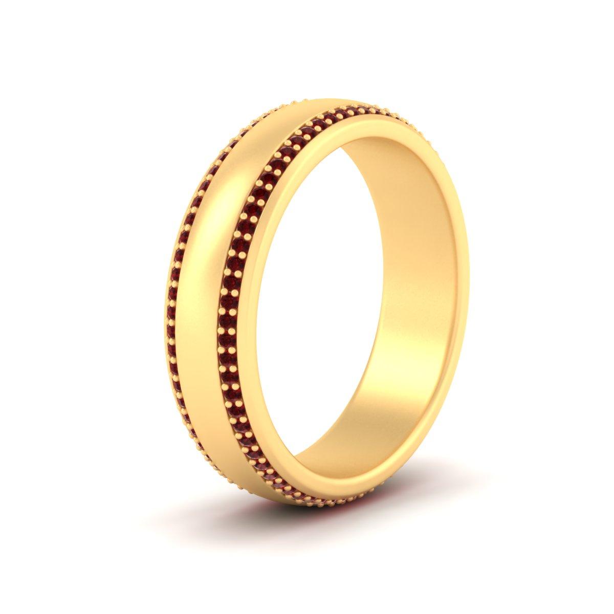 Beveled Edge Matte Eternity Mens Engagement Ring