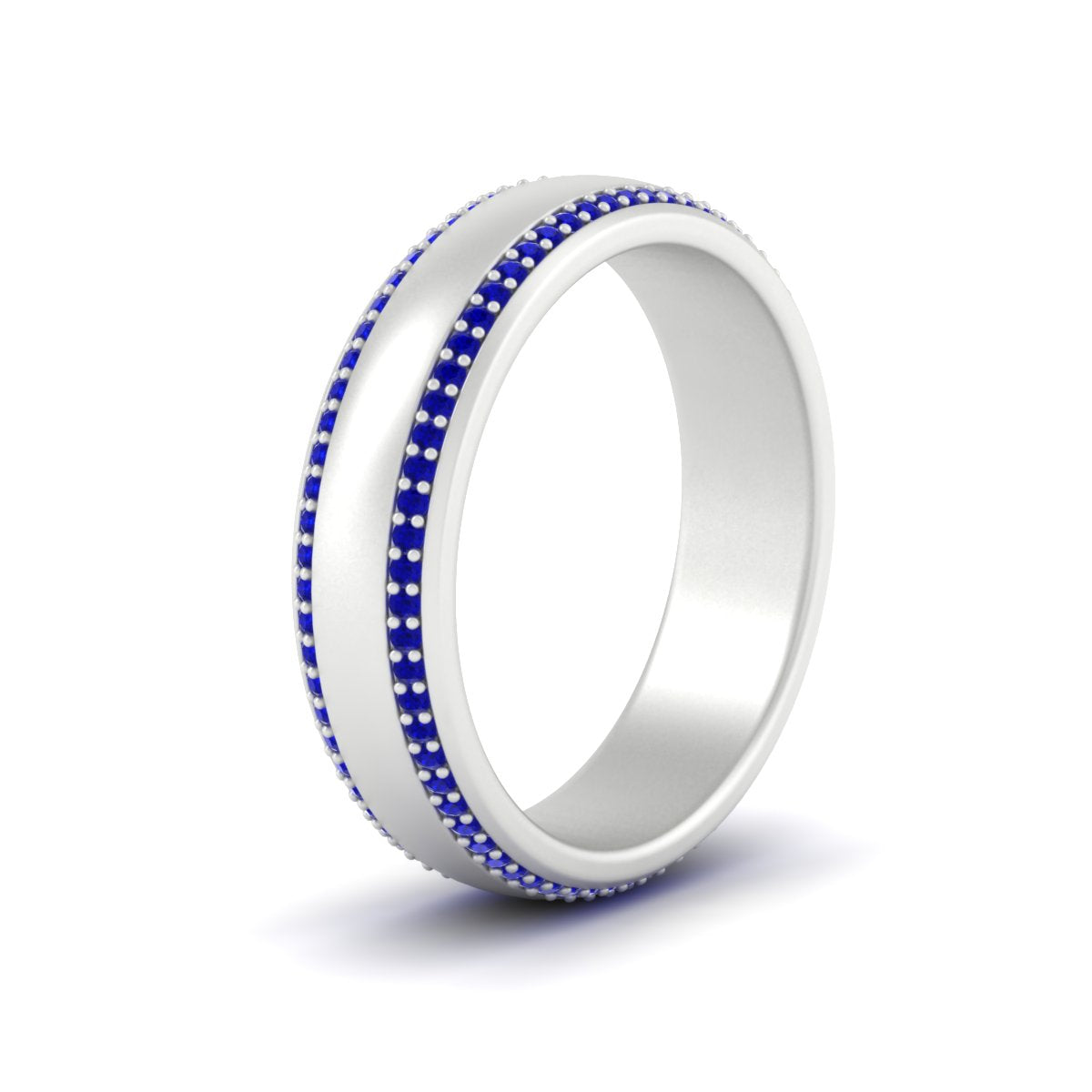 Beveled Edge Matte Eternity Mens Engagement Ring