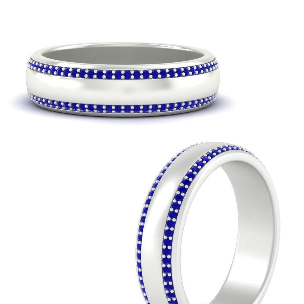 Beveled Edge Matte Eternity Mens Engagement Ring