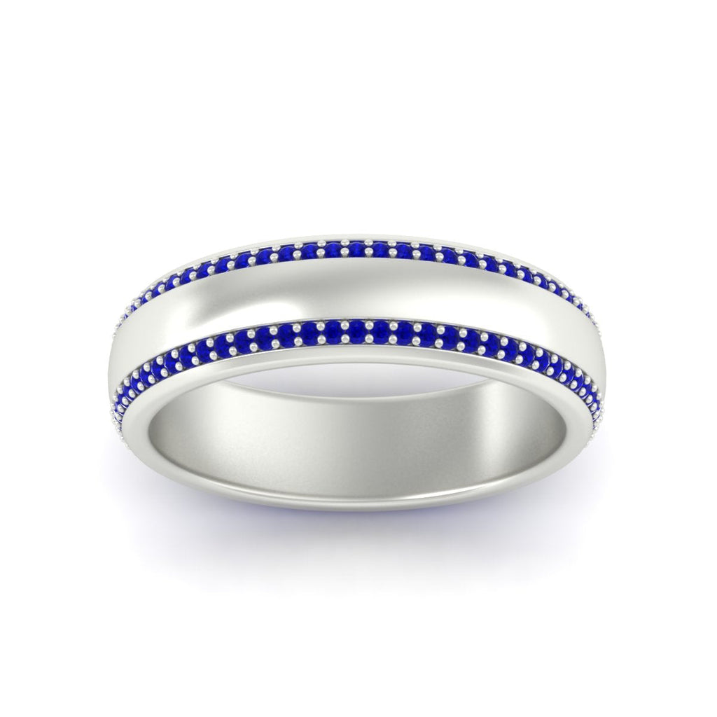 Beveled Edge Matte Eternity Mens Engagement Ring