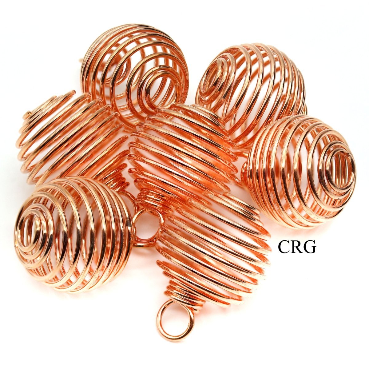 Copper Plated Round Spiral Cage Pendants (1.5 Inches) (5 Pieces)
