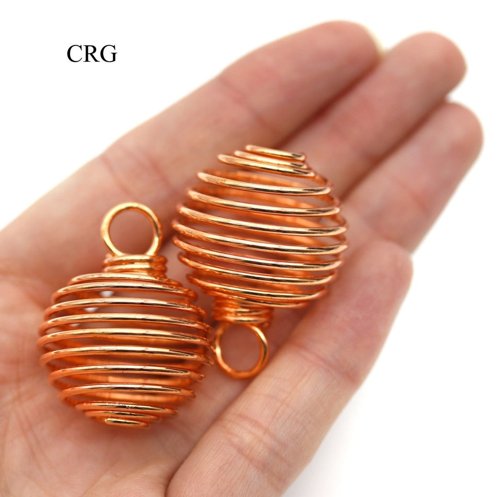 Copper Plated Round Spiral Cage Pendants (1.5 Inches) (5 Pieces)