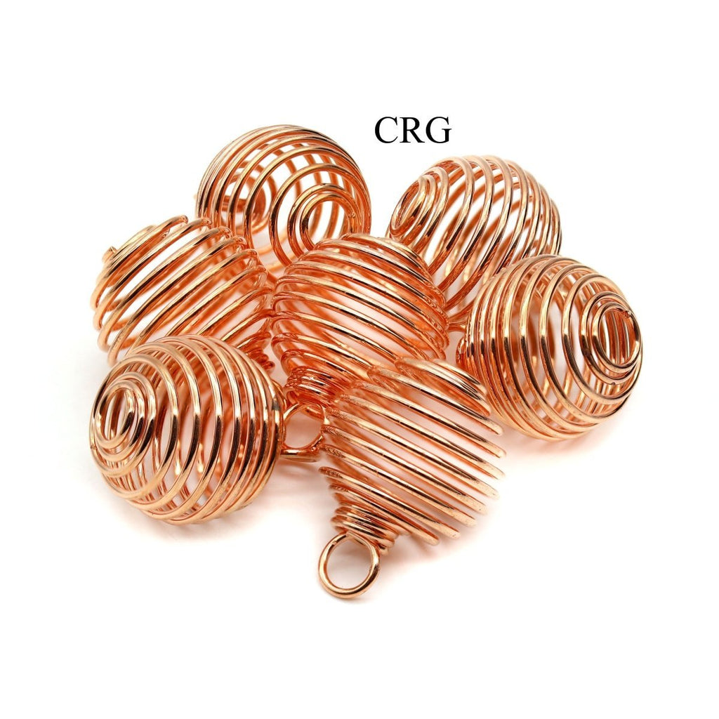 Copper Plated Round Spiral Cage Pendants (1.5 Inches) (5 Pieces)