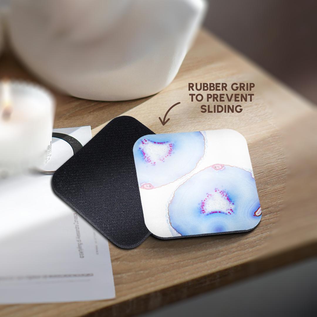 3dRose Uta Naumann Faux Glitter Pattern - Image of Trendy Baby Blue Teal Agate Gemstone Rock Quartz on White - Coasters