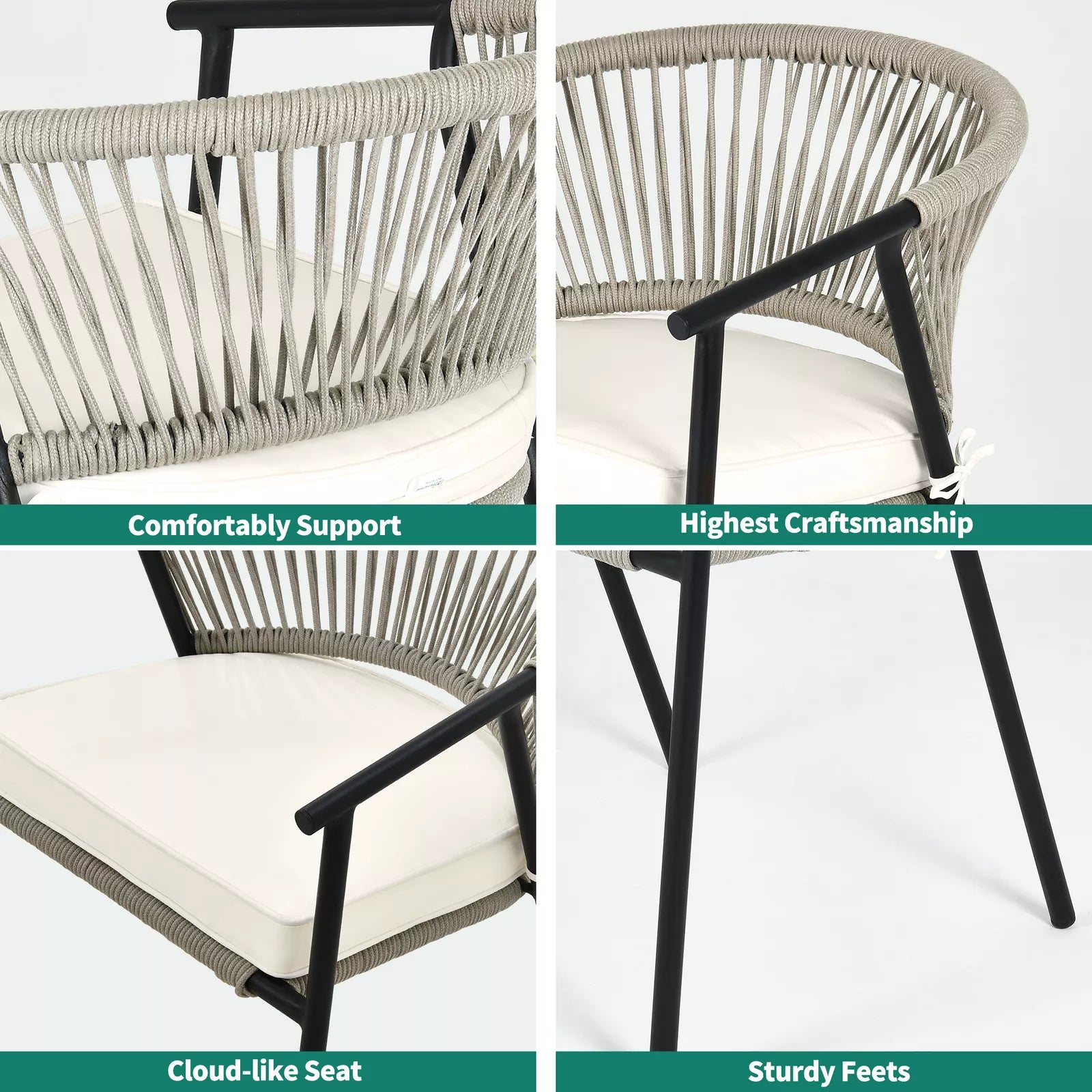 Outdoor Cushioned Rope Patio Chair (Set of 4) | | Wiccan Center