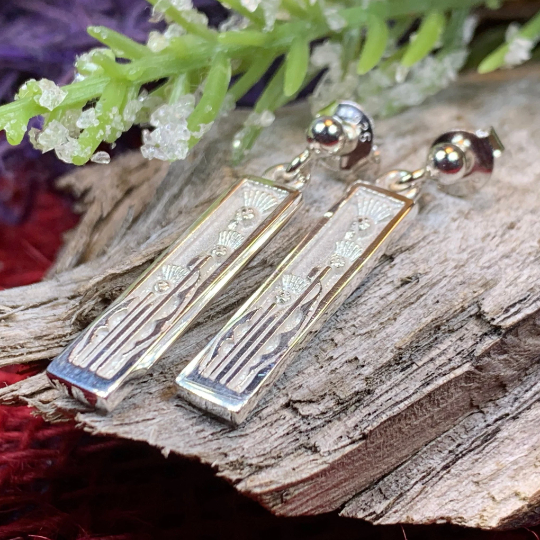 Ella Triple Scottish Thistle Earrings - Handmade in Scotland | Dangle Earrings | Wiccan Center
