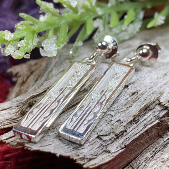Ella Triple Scottish Thistle Earrings - Handmade in Scotland | Dangle Earrings | Wiccan Center
