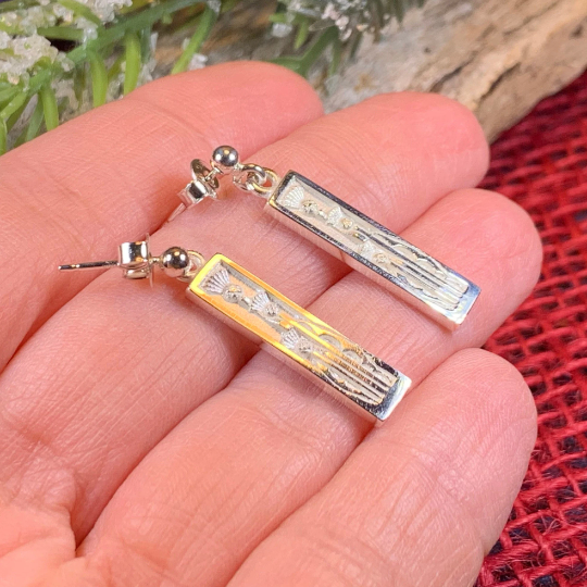 Ella Triple Scottish Thistle Earrings - Handmade in Scotland | Dangle Earrings | Wiccan Center