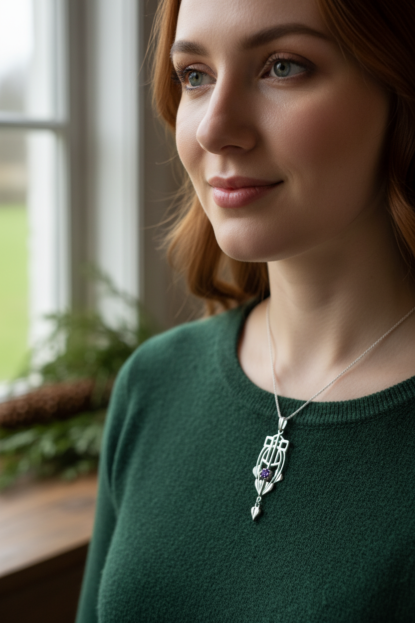Scottish Mackintosh Thistle Necklace - Handmade in Scotland