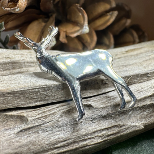 Sterling Silver Highland Stag Brooch - Handmade in Scotland | Brooch | Wiccan Center