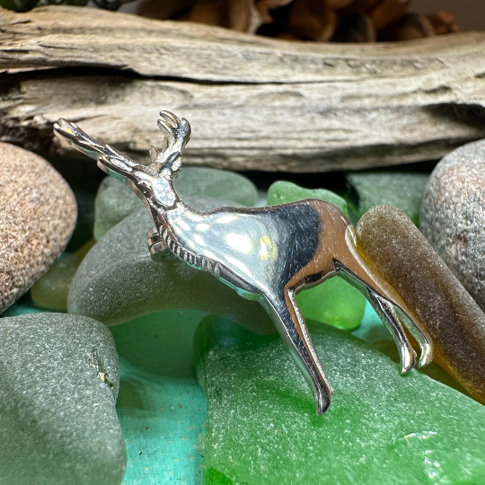 Sterling Silver Highland Stag Brooch - Handmade in Scotland | Brooch | Wiccan Center