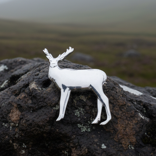 Sterling Silver Highland Stag Brooch - Handmade in Scotland | Brooch | Wiccan Center
