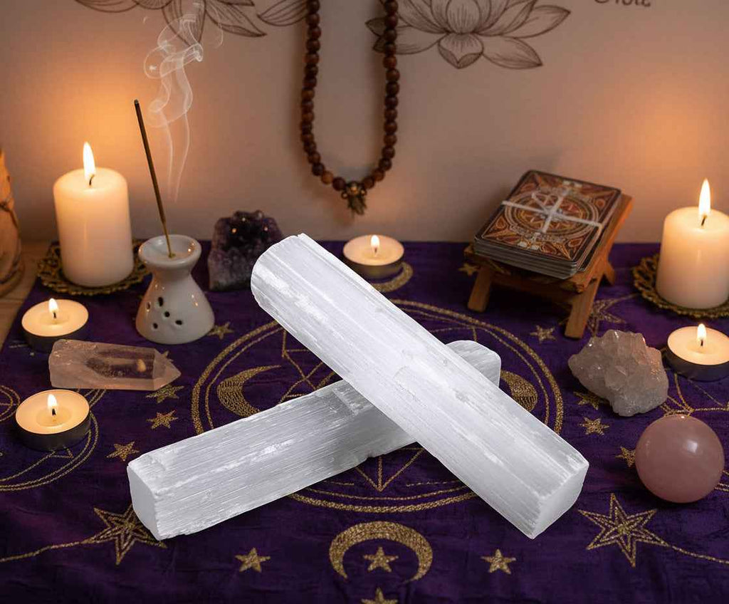 4 Inch Selenite Crystal Wands for Healing, Reiki, and Metaphysical Energy Drawing | | Wiccan Center