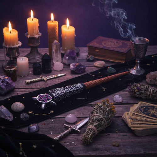 14 Inch Mystical Wand with Triple Moon Design | | Wiccan Center