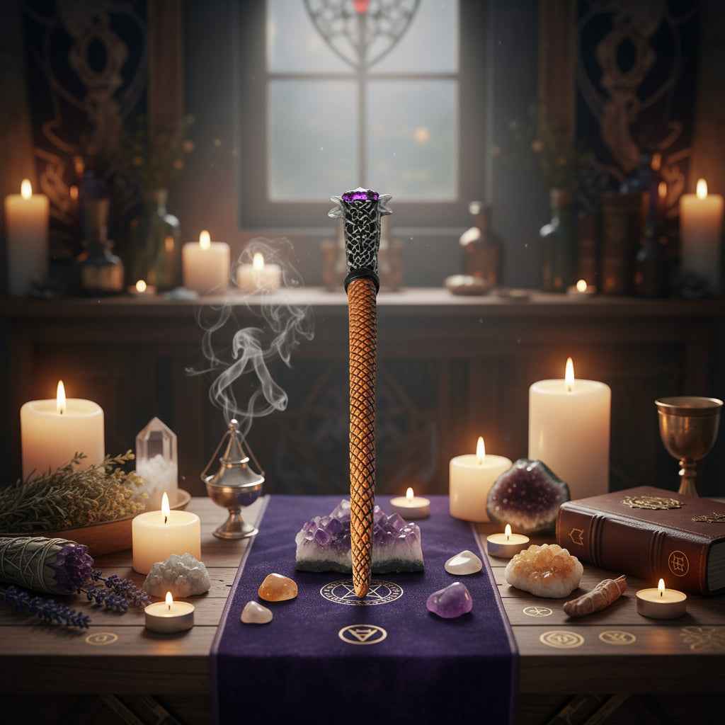 14 Inch Mystical Wand with Triple Moon Design | | Wiccan Center