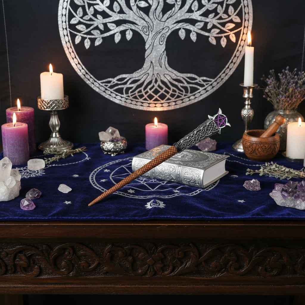 14 Inch Mystical Wand with Triple Moon Design | | Wiccan Center