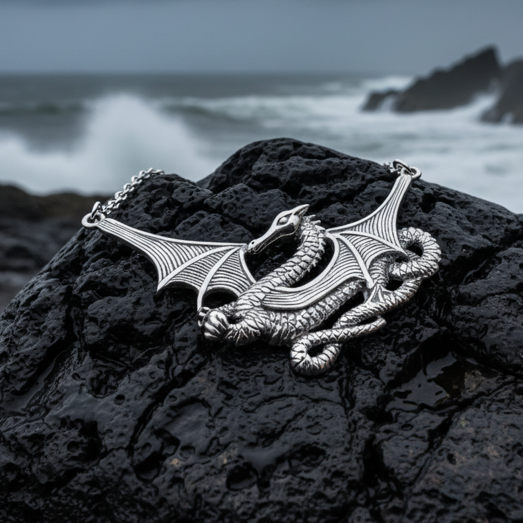 Saga Dragon Necklace in Sterling Silver | Necklet | Wiccan Center