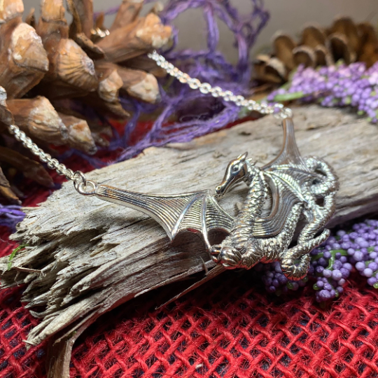 Saga Dragon Necklace in Sterling Silver | Necklet | Wiccan Center