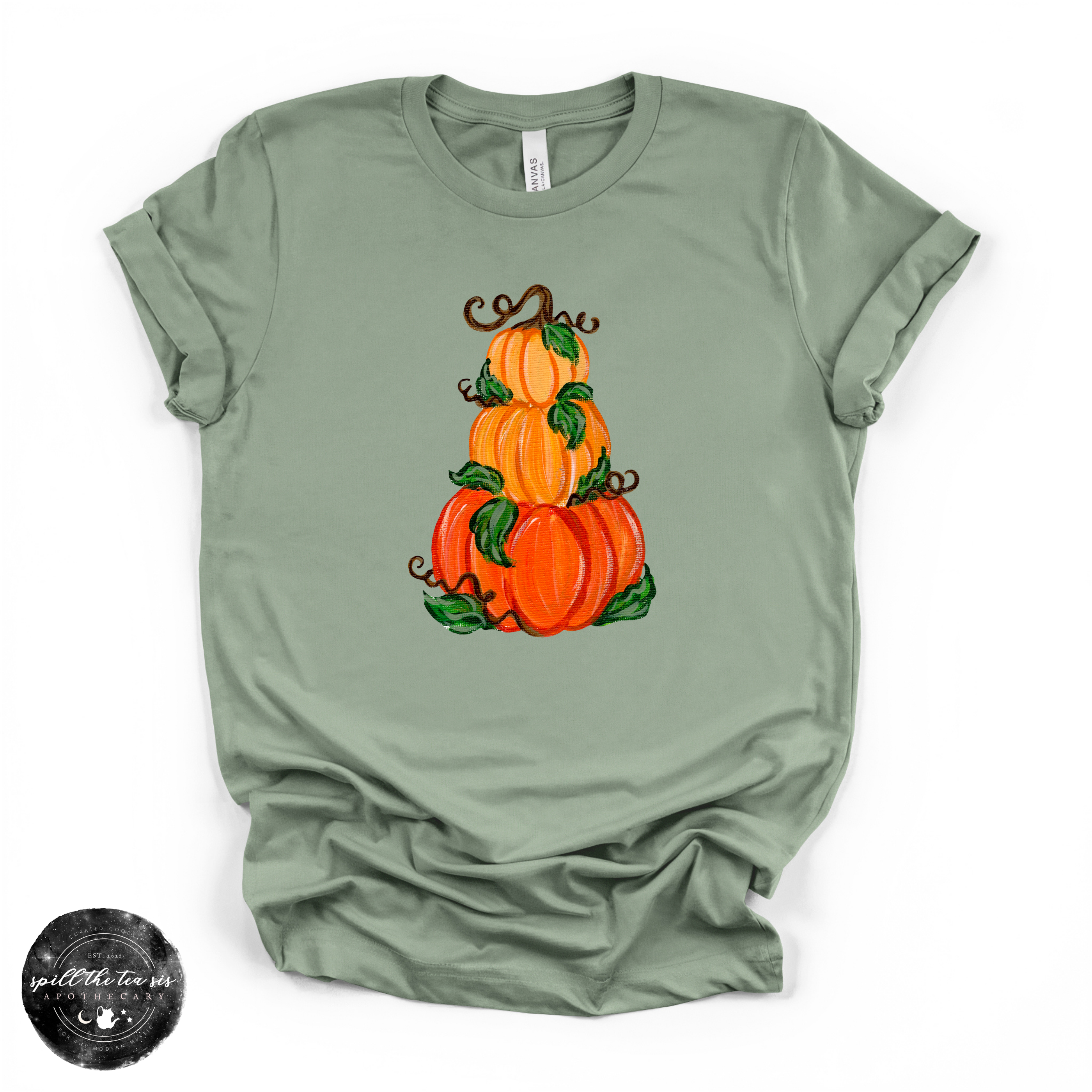 Pumpkin Trio Stack Tee | Vintage Autumn Pumpkin Graphic T-Shirt | | Wiccan Center