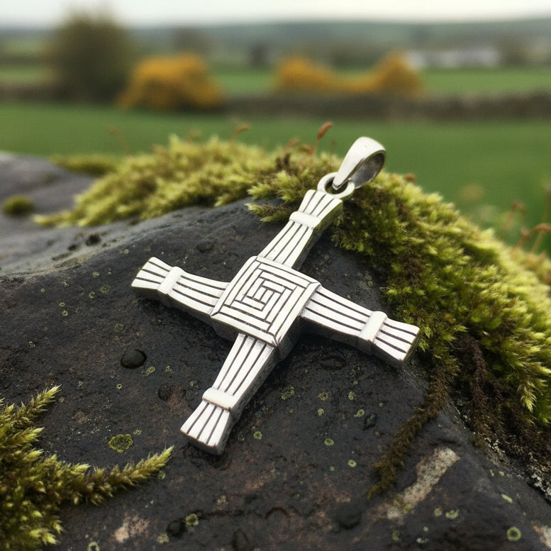 Large Irish Saint Brigid’s Cross Necklace in Sterling Silver | Pendant | Wiccan Center
