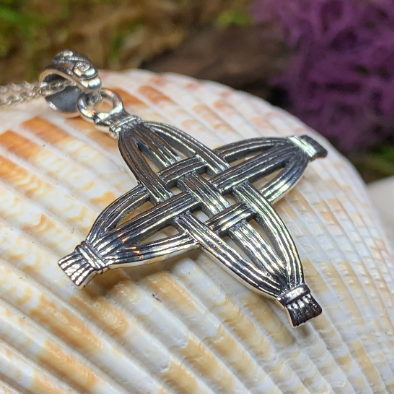 Protection Irish St. Brigid's Cross Necklace in Sterling Silver | Pendant | Wiccan Center