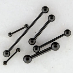 18G-10G Externally Threaded Steel Black PVD Straight Barbell with Ball | Body Jewelry | Wiccan Center