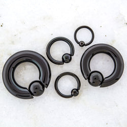 2G - 18G Black PVD Steel Captive Bead Rings | Body Jewelry | Wiccan Center