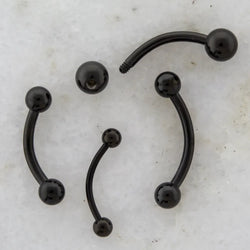 18G - 14G Black PVD Coated Externally Threaded Curved Barbells | Body Jewelry | Wiccan Center