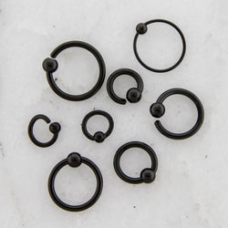 14G - 20G Black PVD Steel Fixed Bead Captive Rings | Body Jewelry | Wiccan Center