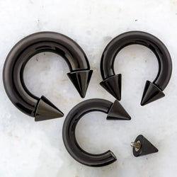 2G-8G Black Internally Threaded Horseshoes w/ Cones | Body Jewelry | Wiccan Center