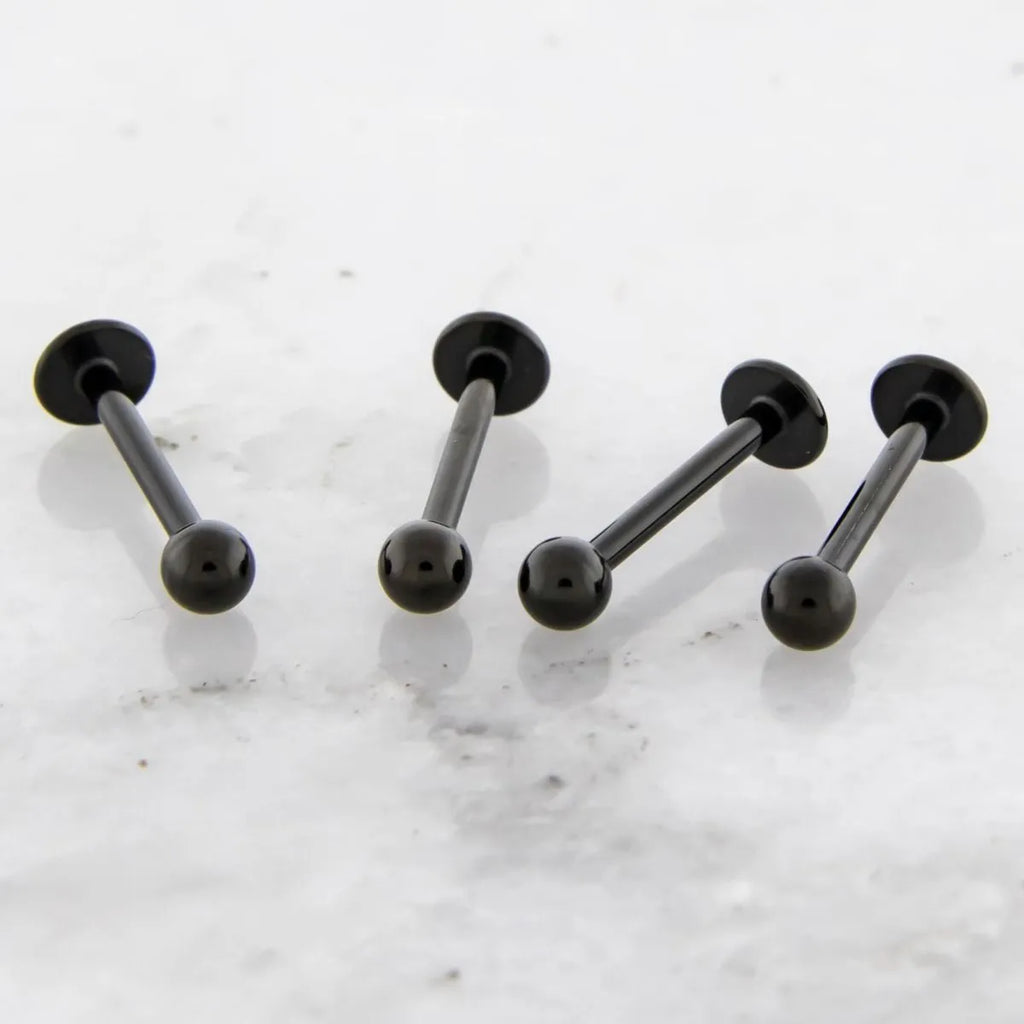 14G and 16G Externally Threaded Black PVD Steel Labret with Ball | Body Jewelry | Wiccan Center