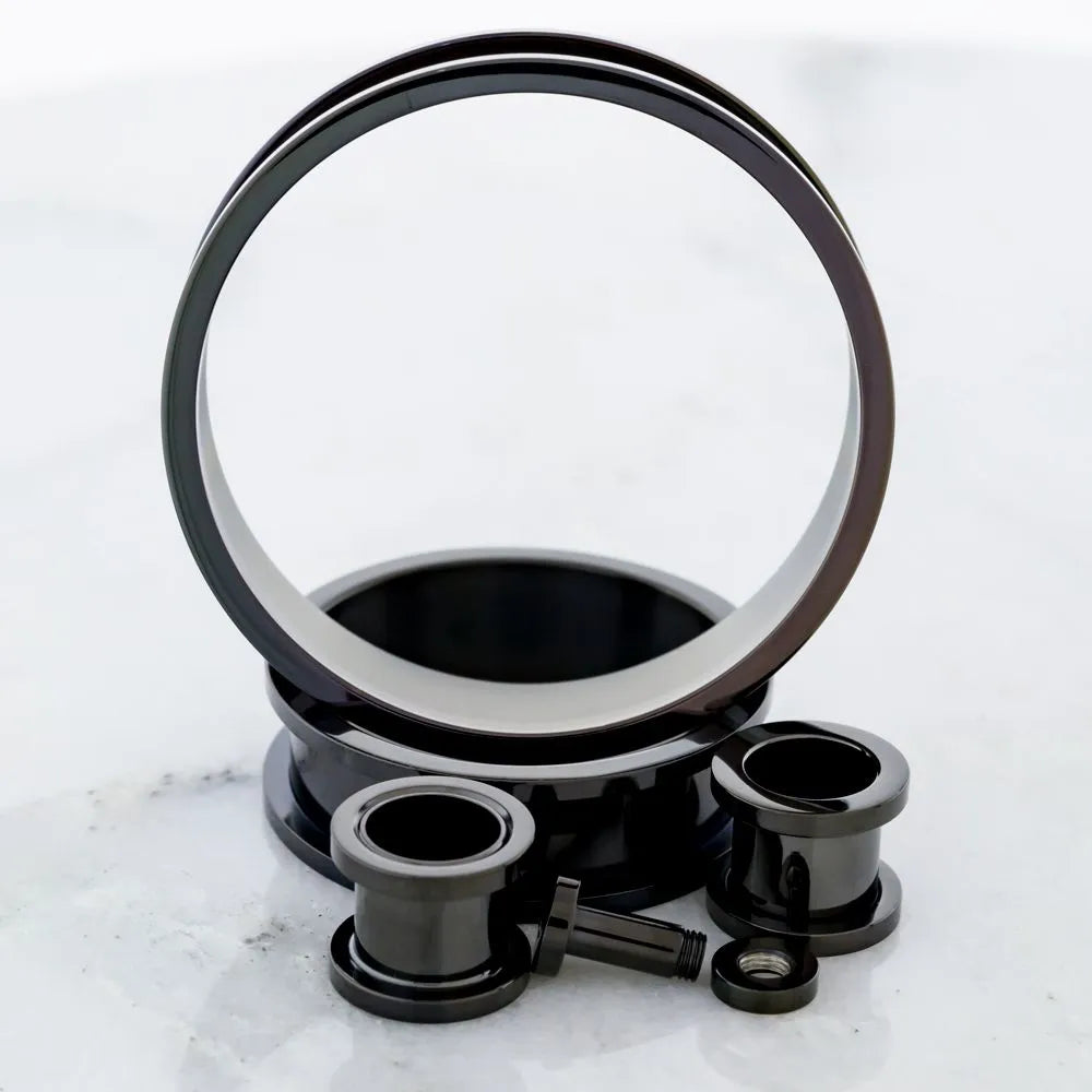 Black PVD Steel Externally Threaded Tunnels | Body Jewelry | Wiccan Center