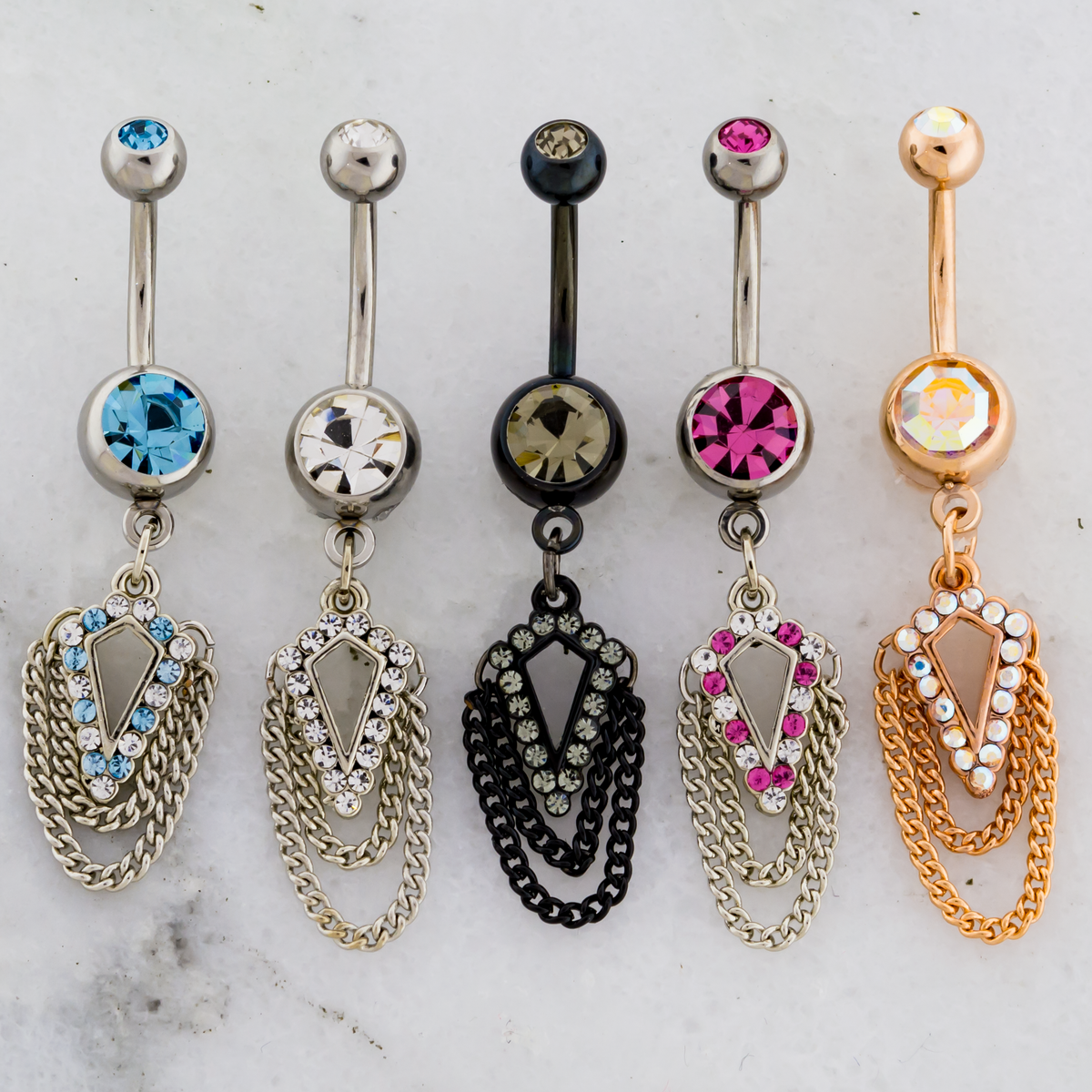 14G Pave Kite Cutout and Chain Navel Ring | | Wiccan Center