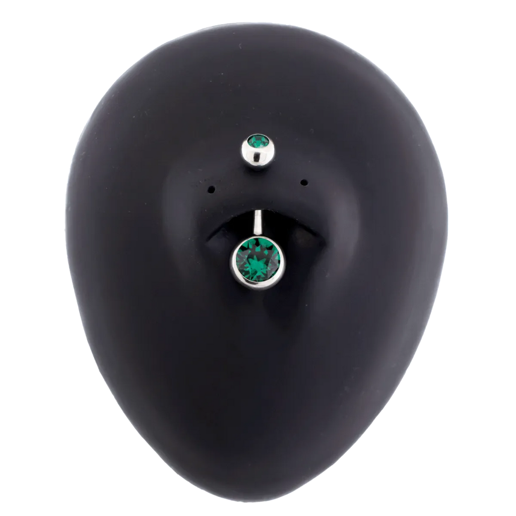 14G Steel Double Gem Navel Ring - Externally Threaded | Body Jewelry | Wiccan Center