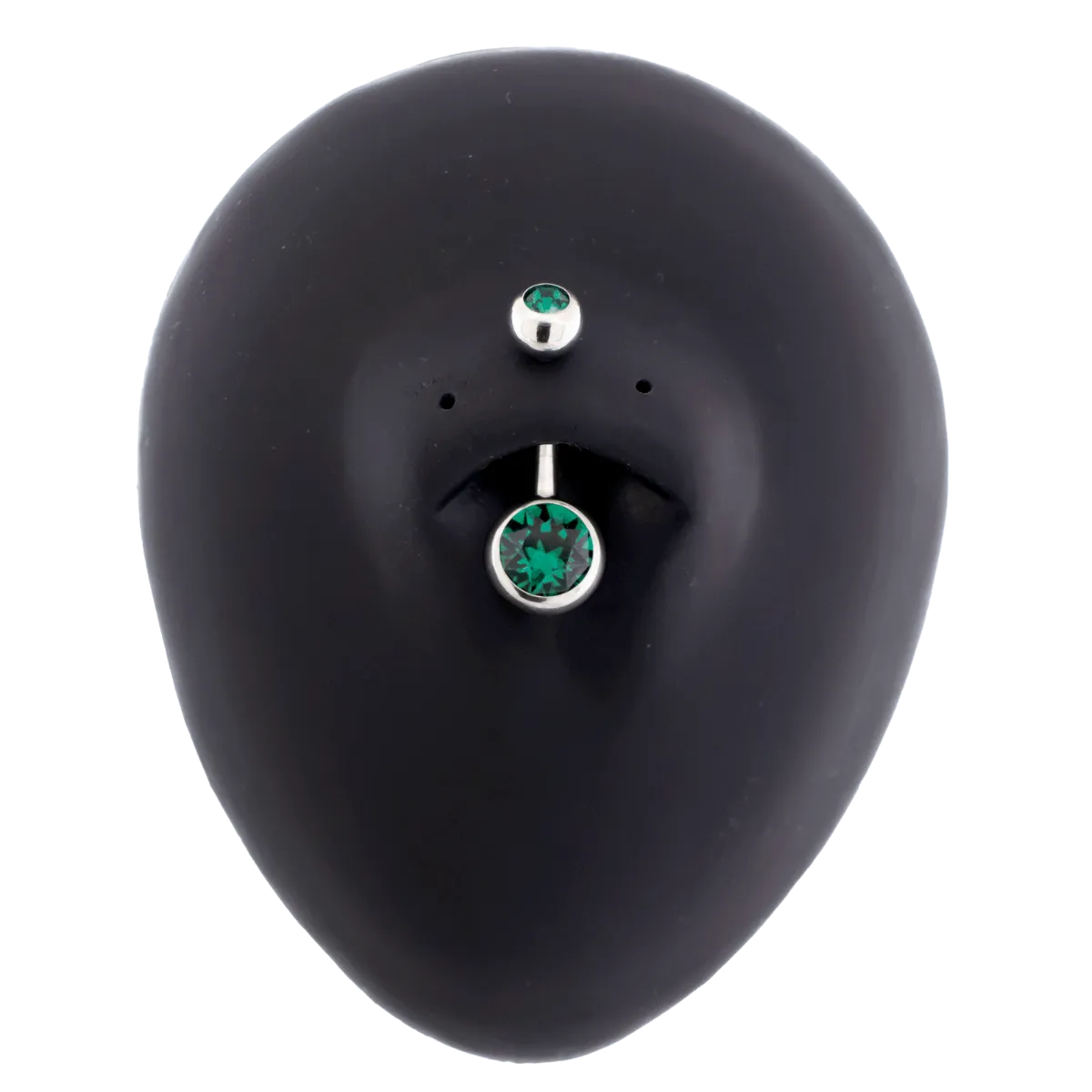 14G Steel Double Gem Navel Ring - Externally Threaded