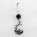14G Black Moon Rose Navel Ring | Body Jewelry | Wiccan Center